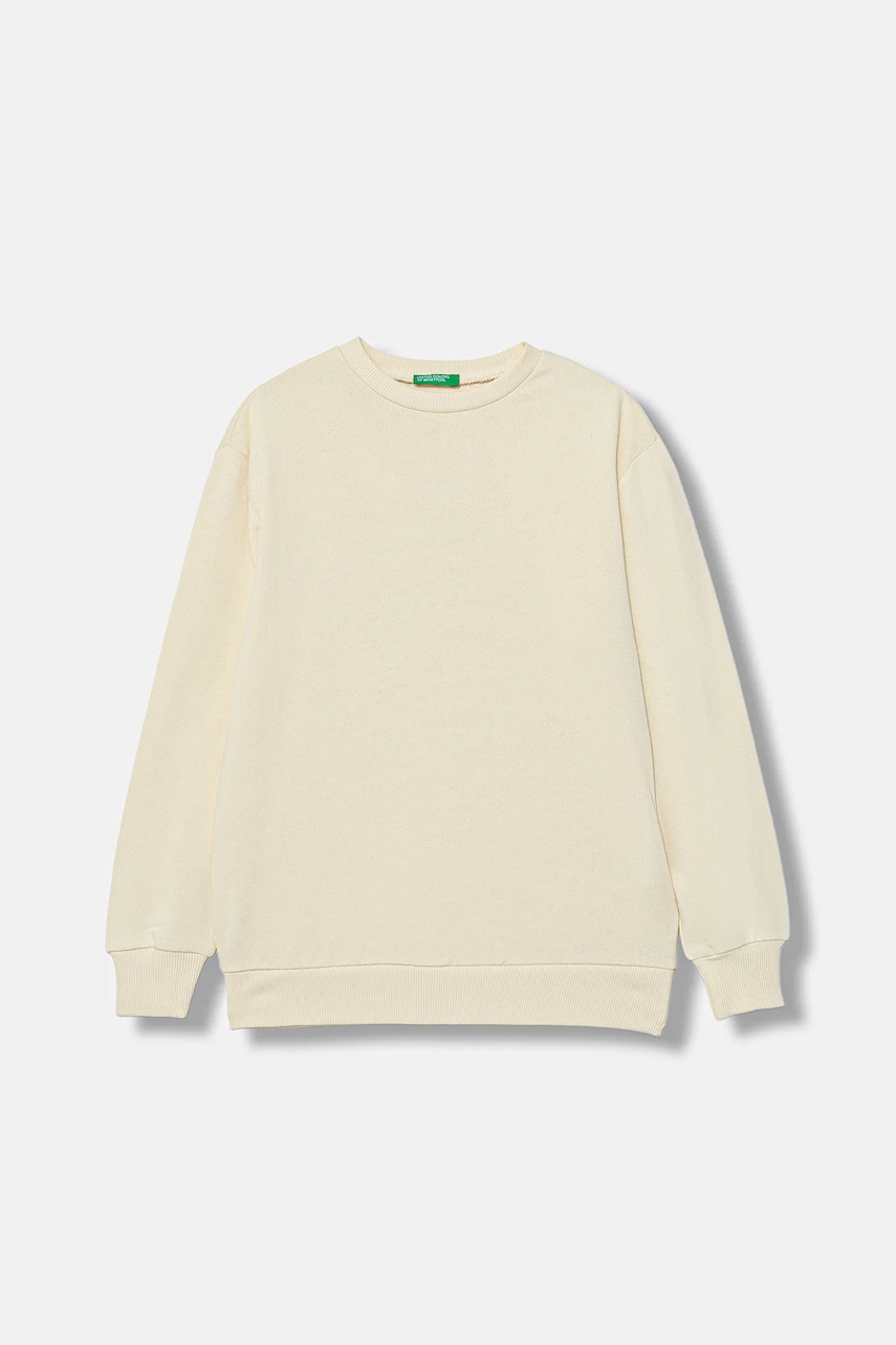 Детская хлопковая кофта United Colors of Benetton цвет бежевый однотонная 3J68C10QK Детская хлопковая кофта United Colors of Benetton цвет бежевый однотонная 3J68C10QK