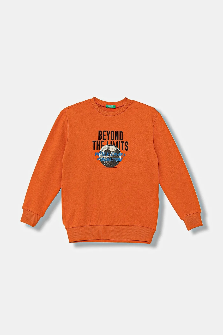 United Colors of Benetton hanorac de bumbac pentru copii culoarea portocaliu, uni, 3J68C10QK
