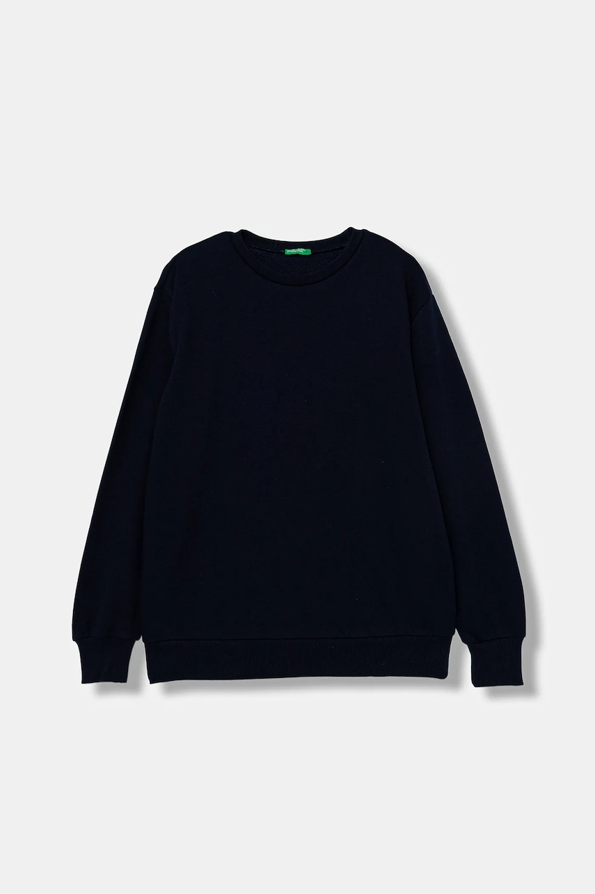 Детская хлопковая кофта United Colors of Benetton цвет синий однотонная 3J68C10QK Детская хлопковая кофта United Colors of Benetton цвет синий однотонная 3J68C10QK