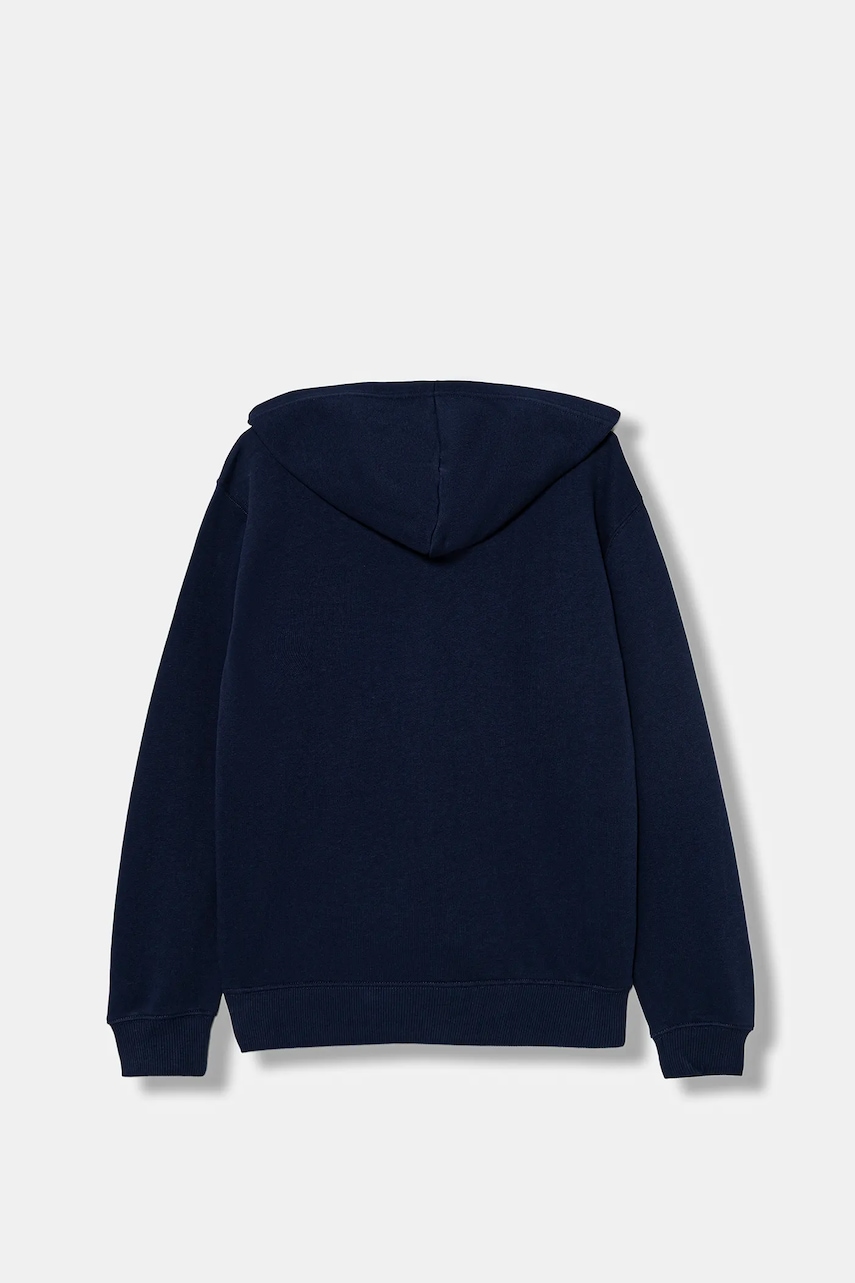 Детская хлопковая кофта United Colors of Benetton цвет синий с капюшоном с принтом 3J68C203N Детская хлопковая кофта United Colors of Benetton цвет синий с капюшоном с принтом 3J68C203N