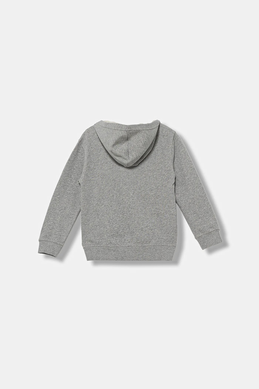 Детская хлопковая кофта United Colors of Benetton цвет серый с капюшоном узор 3J68C505C Детская хлопковая кофта United Colors of Benetton цвет серый с капюшоном узор 3J68C505C