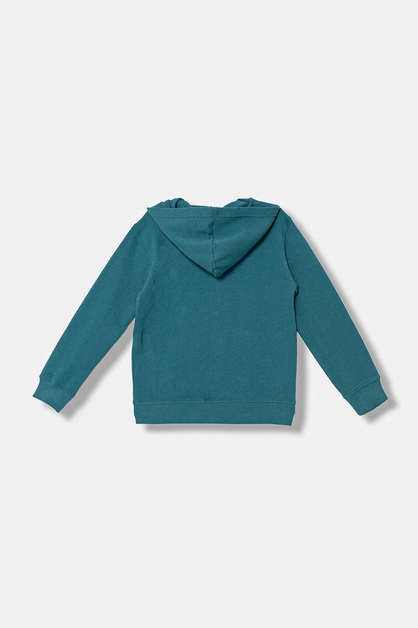 Детская хлопковая кофта United Colors of Benetton цвет бирюзовый с капюшоном узор 3J68C505C Детская хлопковая кофта United Colors of Benetton цвет бирюзовый с капюшоном узор 3J68C505C