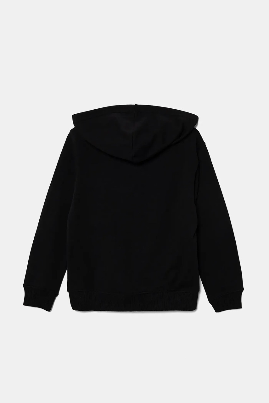 Детская хлопковая кофта United Colors of Benetton цвет чёрный с капюшоном узор 3J68C505C