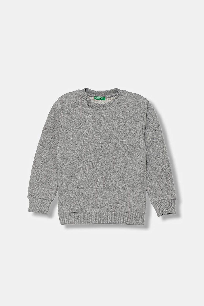 Детская хлопковая кофта United Colors of Benetton цвет серый с принтом 3J68G10KN Детская хлопковая кофта United Colors of Benetton цвет серый с принтом 3J68G10KN
