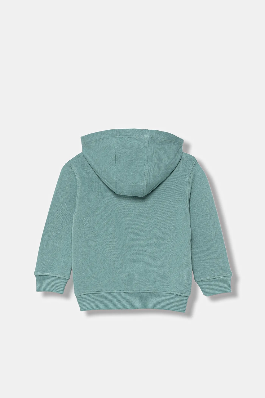 Детская хлопковая кофта United Colors of Benetton цвет бирюзовый с капюшоном узор 3J68G2014 Детская хлопковая кофта United Colors of Benetton цвет бирюзовый с капюшоном узор 3J68G2014