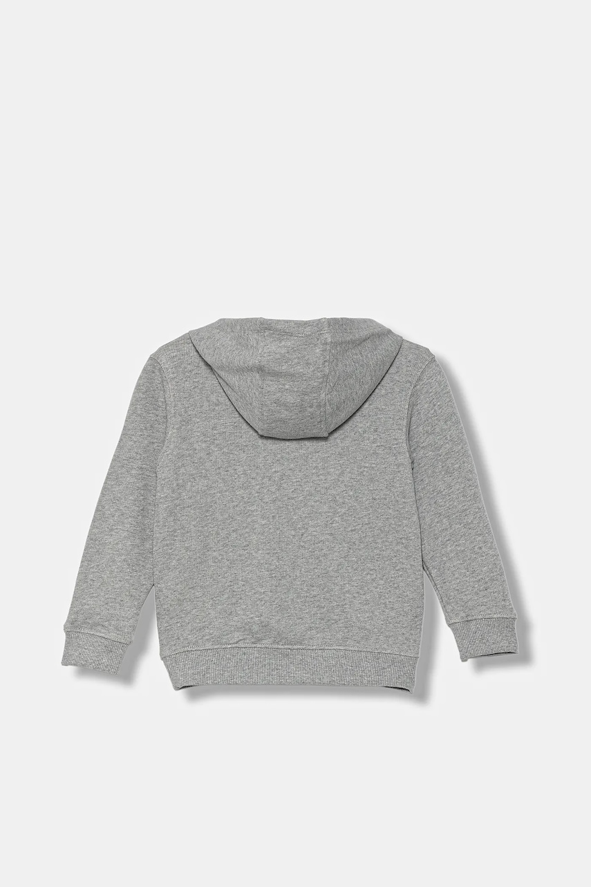 Детская хлопковая кофта United Colors of Benetton цвет серый с капюшоном узор 3J68G2014 Детская хлопковая кофта United Colors of Benetton цвет серый с капюшоном узор 3J68G2014