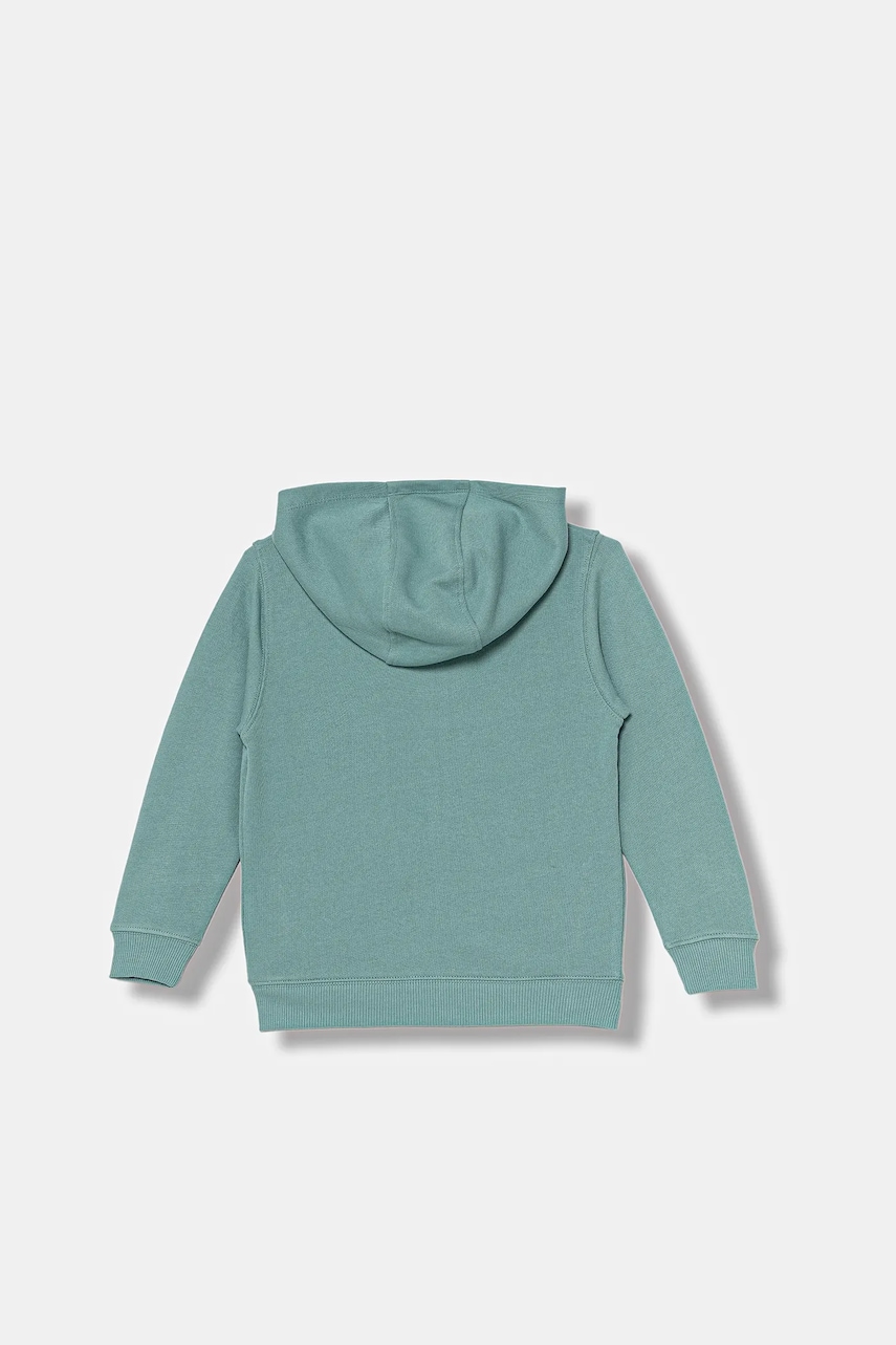 Детская хлопковая кофта United Colors of Benetton цвет бирюзовый с капюшоном однотонная 3J68G503V Детская хлопковая кофта United Colors of Benetton цвет бирюзовый с капюшоном однотонная 3J68G503V