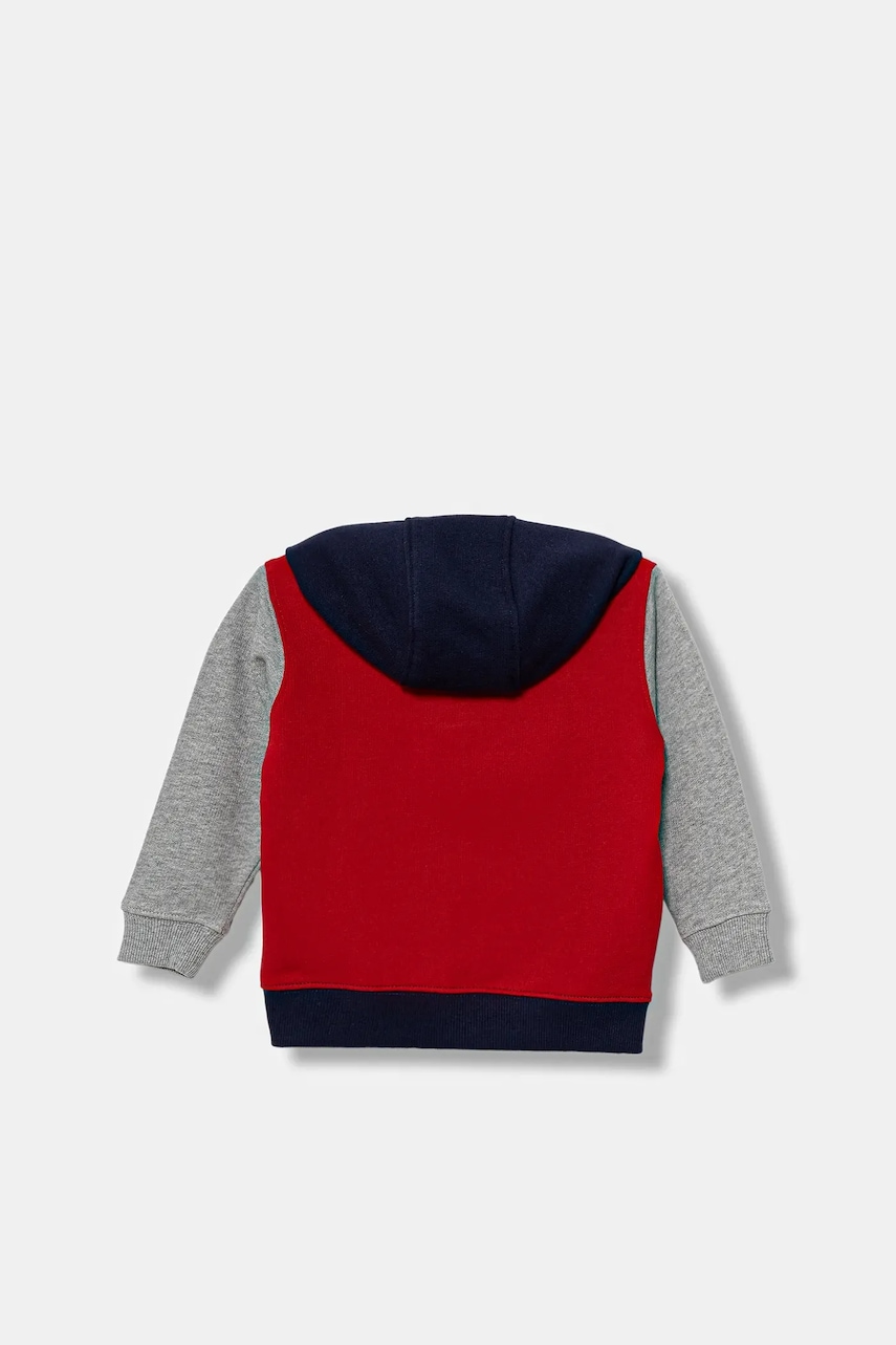 Детская хлопковая кофта United Colors of Benetton цвет красный с капюшоном однотонная 3J68G503V Детская хлопковая кофта United Colors of Benetton цвет красный с капюшоном однотонная 3J68G503V