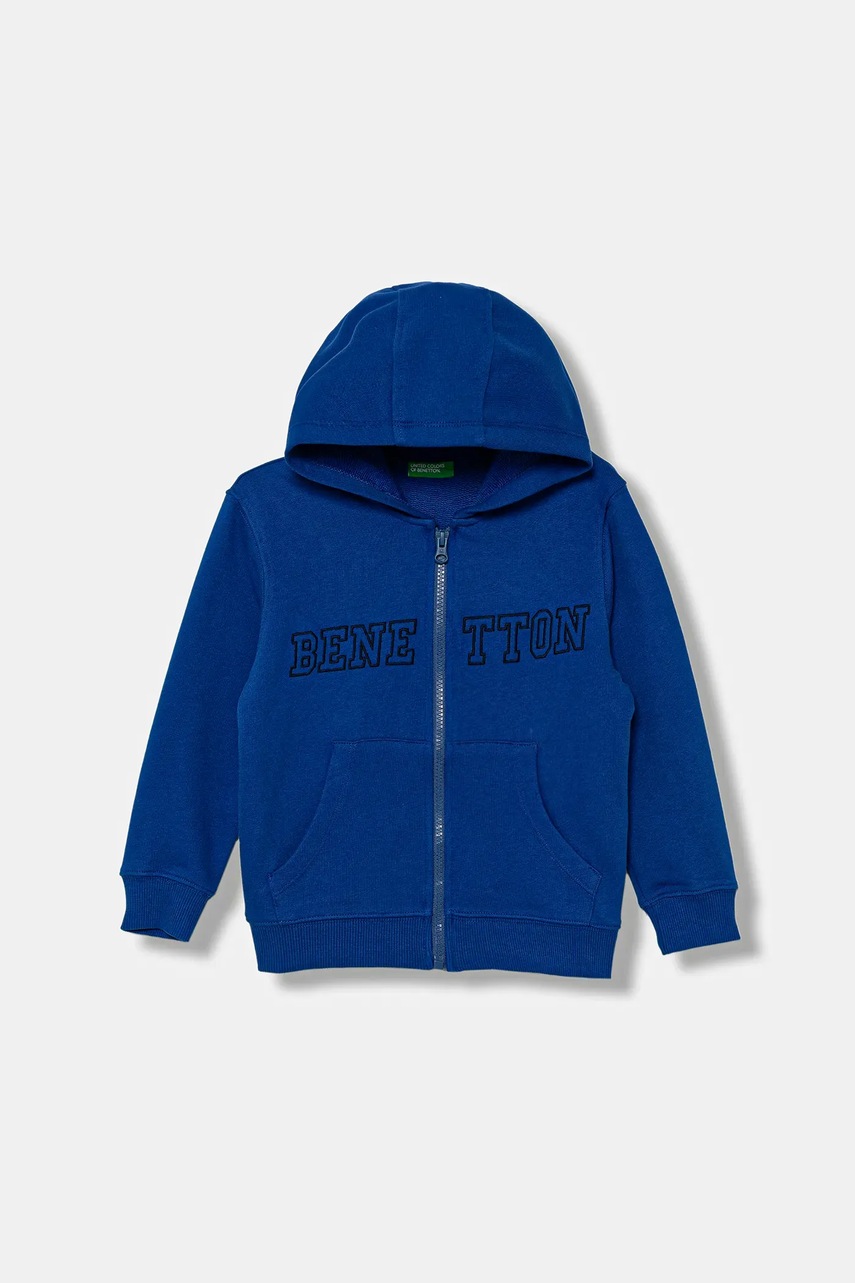 United Colors of Benetton hanorac de bumbac pentru copii cu glugă, uni, 3J68G503V