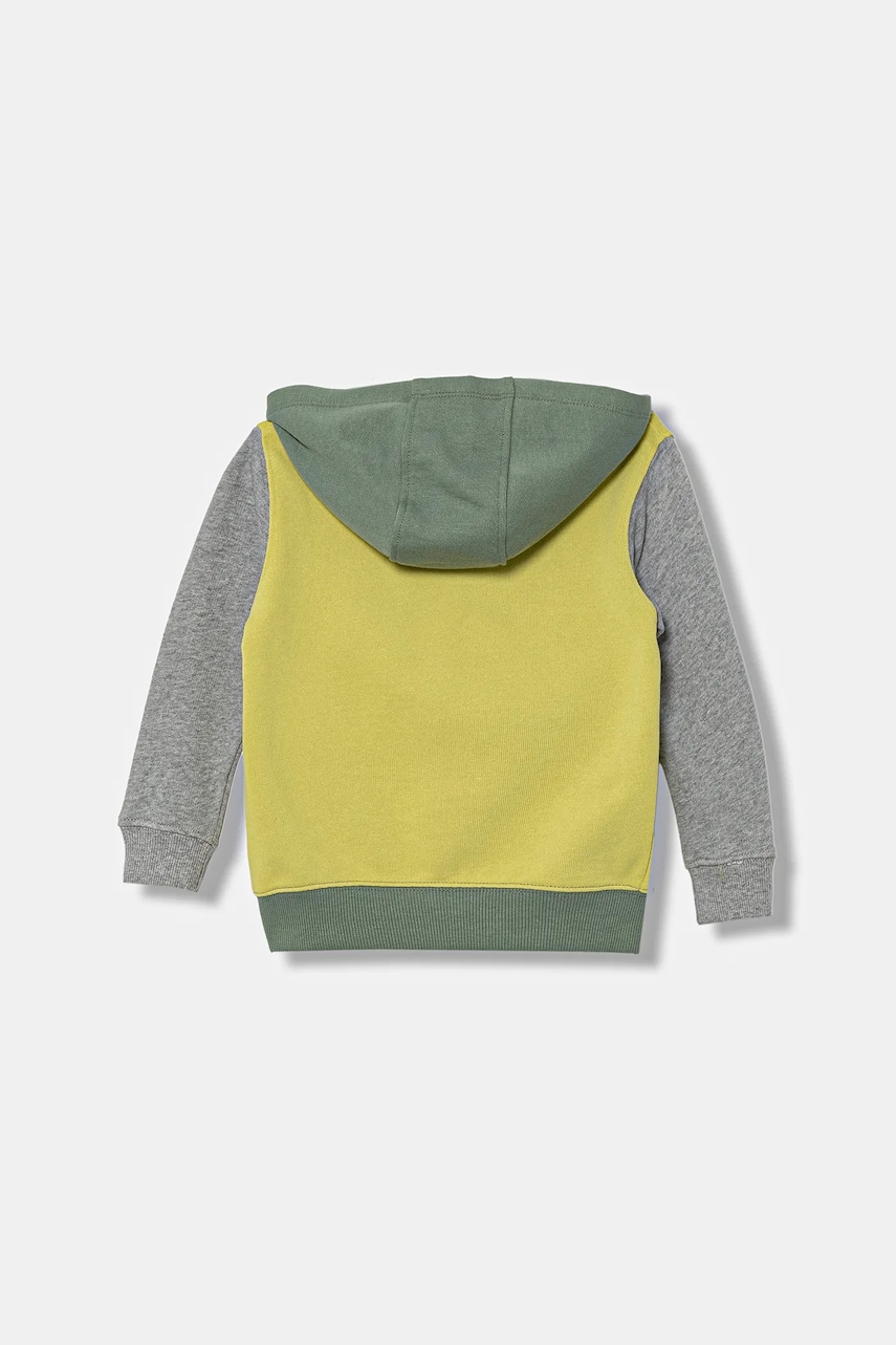 Детская хлопковая кофта United Colors of Benetton цвет зелёный с капюшоном однотонная 3J68G503V Детская хлопковая кофта United Colors of Benetton цвет зелёный с капюшоном однотонная 3J68G503V