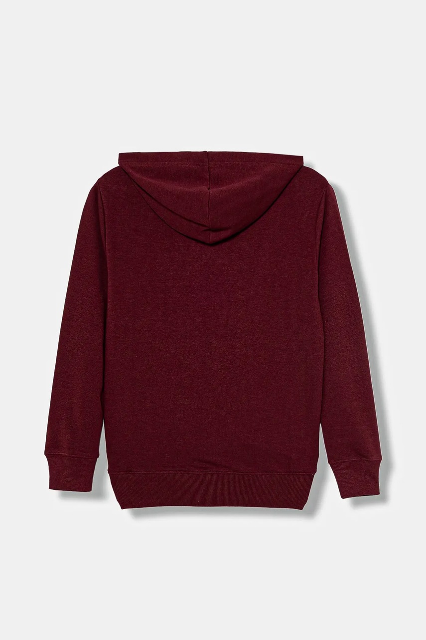 Детская кофта United Colors of Benetton цвет бордовый с капюшоном с принтом 32N4C204U Детская кофта United Colors of Benetton цвет бордовый с капюшоном с принтом 32N4C204U