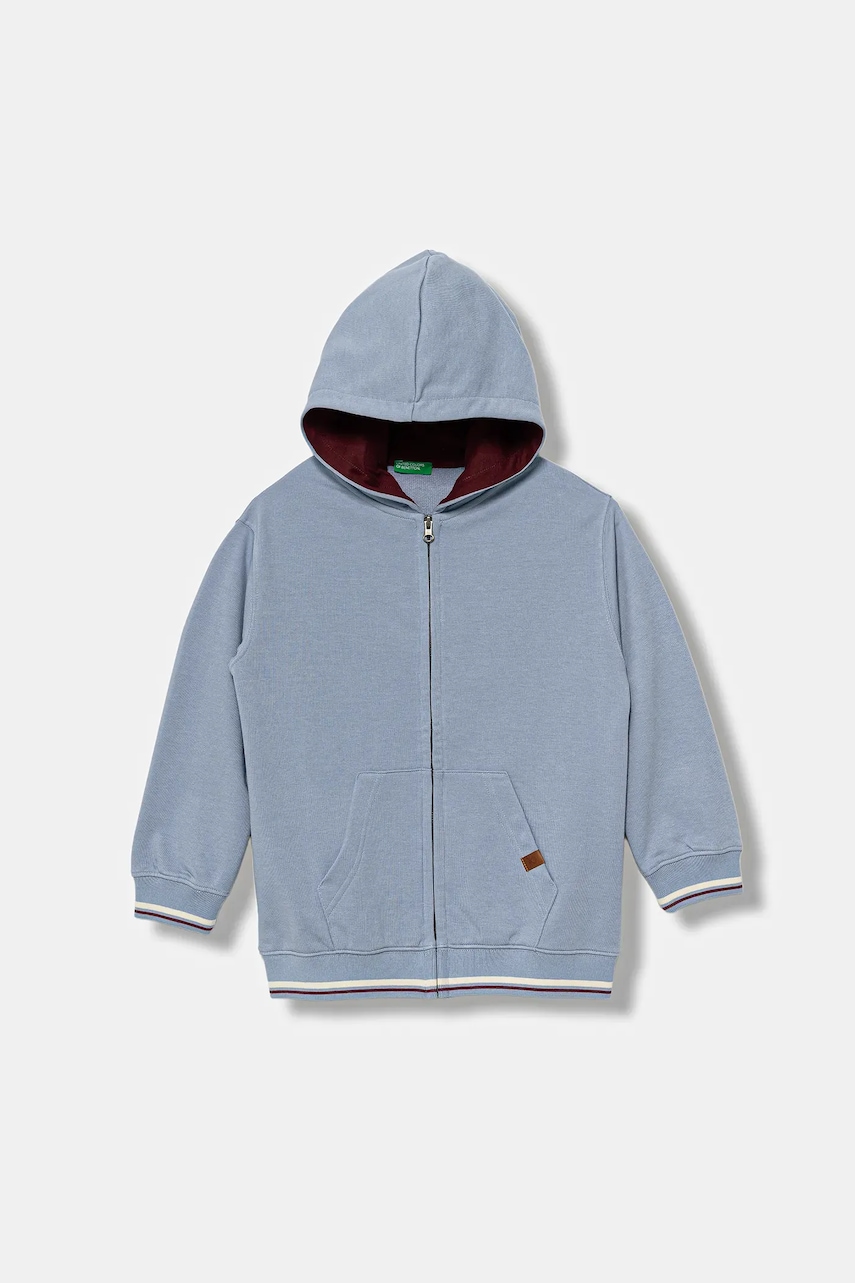 United Colors of Benetton bluză copii cu glugă, uni, 32N4C505B