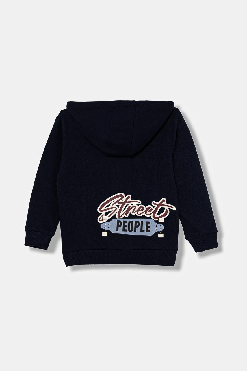 Детская хлопковая кофта United Colors of Benetton цвет синий с капюшоном узор 3J68G503Y Детская хлопковая кофта United Colors of Benetton цвет синий с капюшоном узор 3J68G503Y