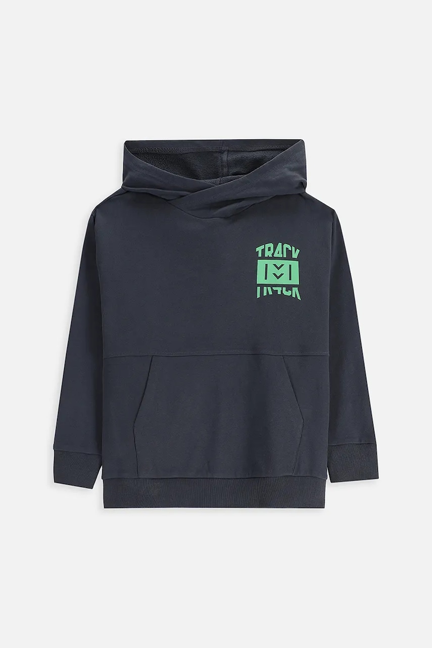 Levně Dětská bavlněná mikina Coccodrillo šedá barva, s kapucí, s potiskem, EVERYDAY BOY A