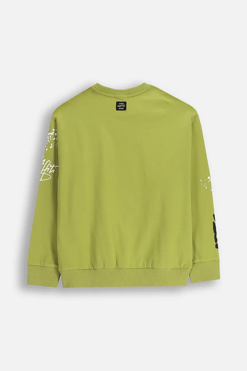 Детская хлопковая кофта Coccodrillo цвет зелёный с принтом SPORTS BOY JUNIOR