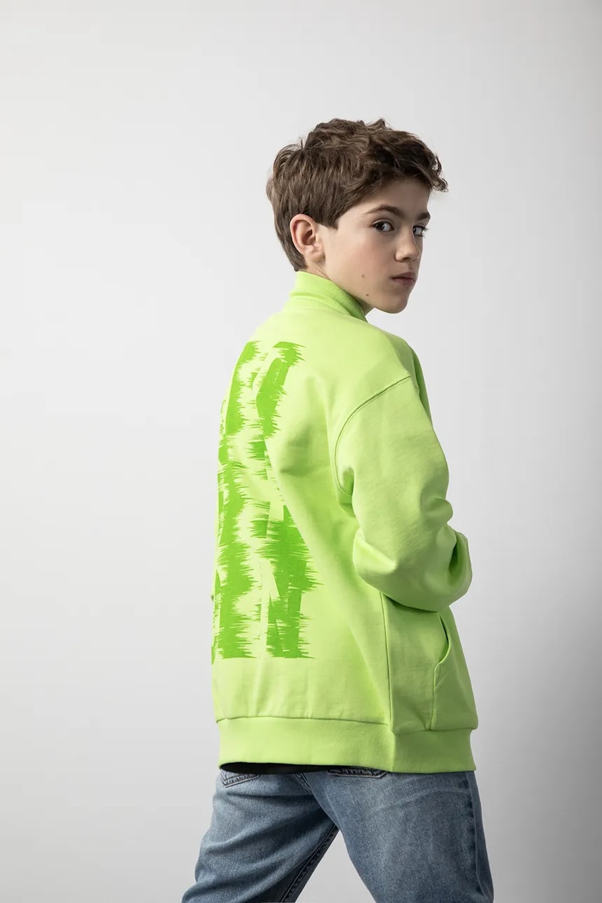 Coccodrillo hanorac de bumbac pentru copii culoarea verde, cu glugă, cu imprimeu, X-RAY VISION BOY JUNIOR