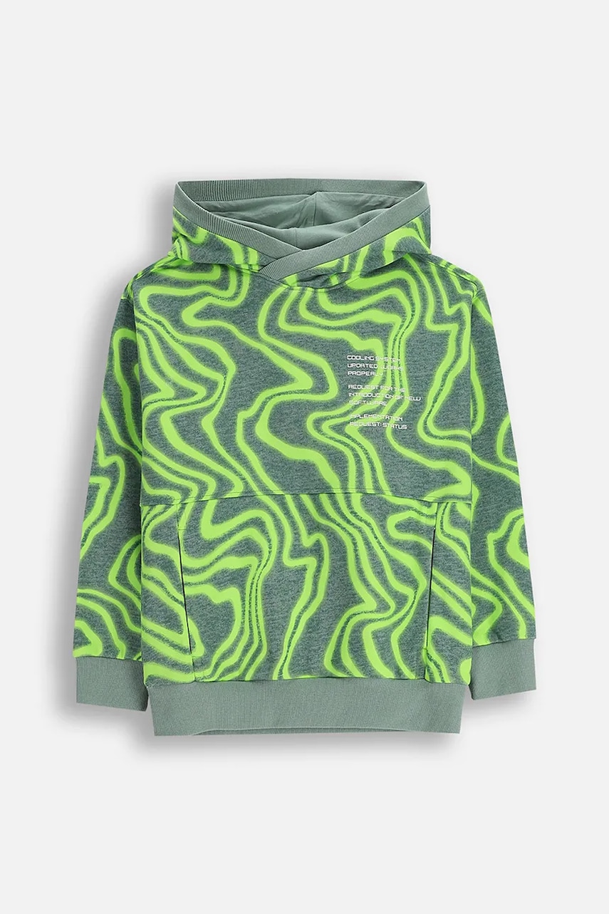 Coccodrillo bluză copii culoarea verde, cu glugă, cu model, X-RAY VISION BOY JUNIOR