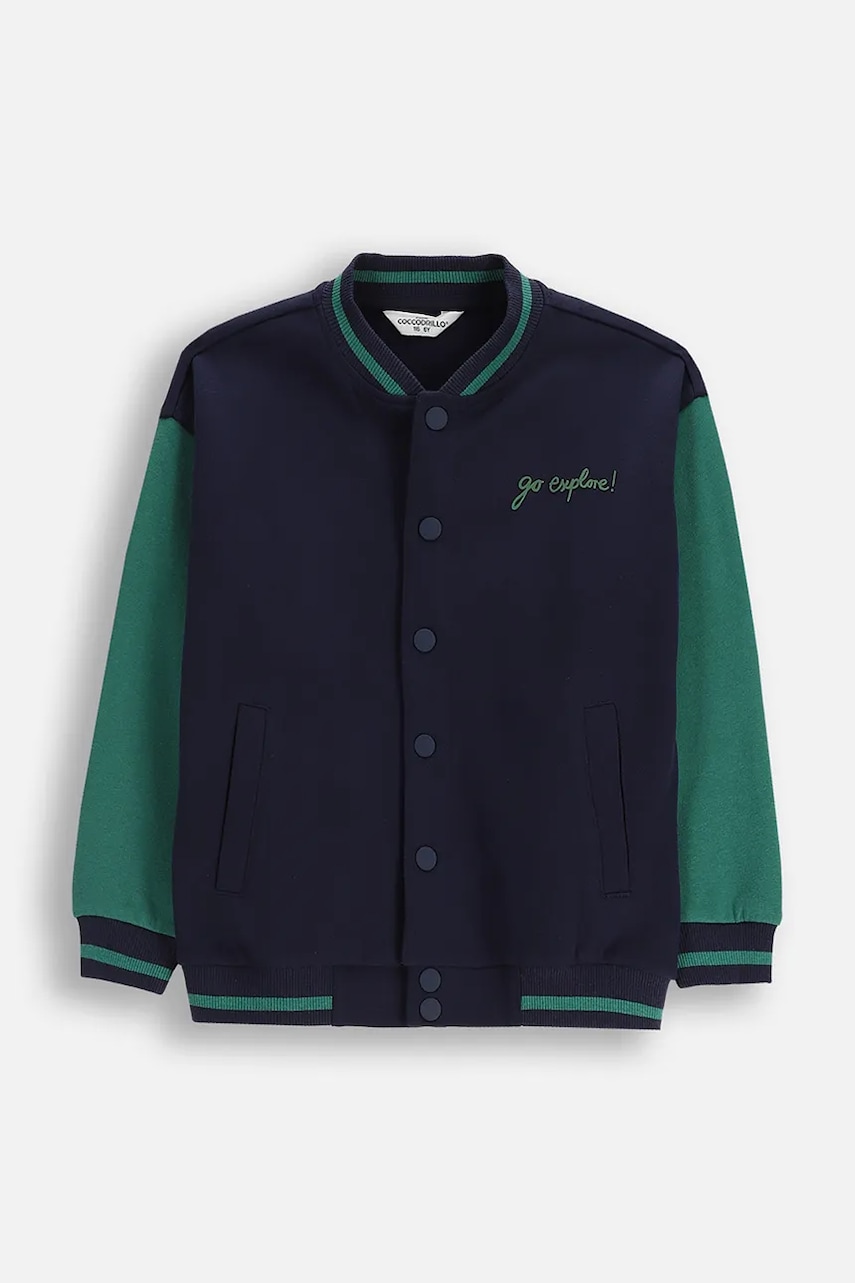 Coccodrillo bluză copii culoarea bleumarin, cu glugă, uni, YETI BOY KIDS