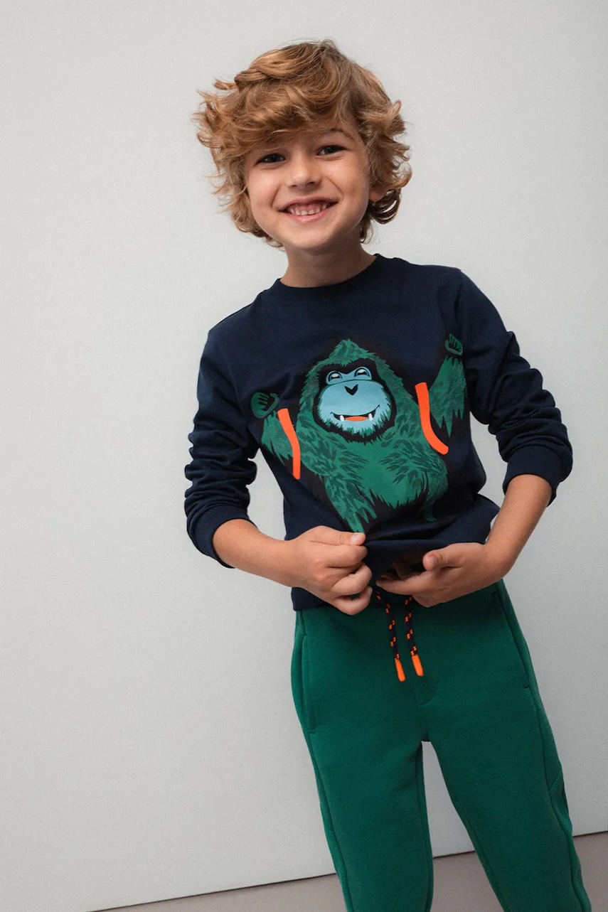 Coccodrillo bluză copii culoarea bleumarin, cu model, YETI BOY KIDS