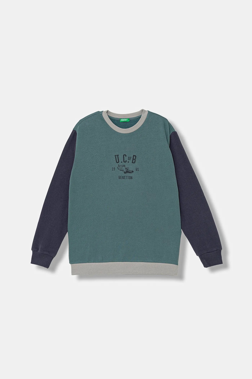 United Colors of Benetton bluză copii culoarea turcoaz, cu imprimeu, 3EB5C10R5