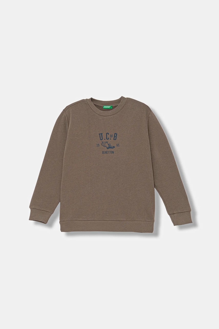 United Colors of Benetton bluză copii culoarea maro, cu imprimeu, 3EB5C10R5