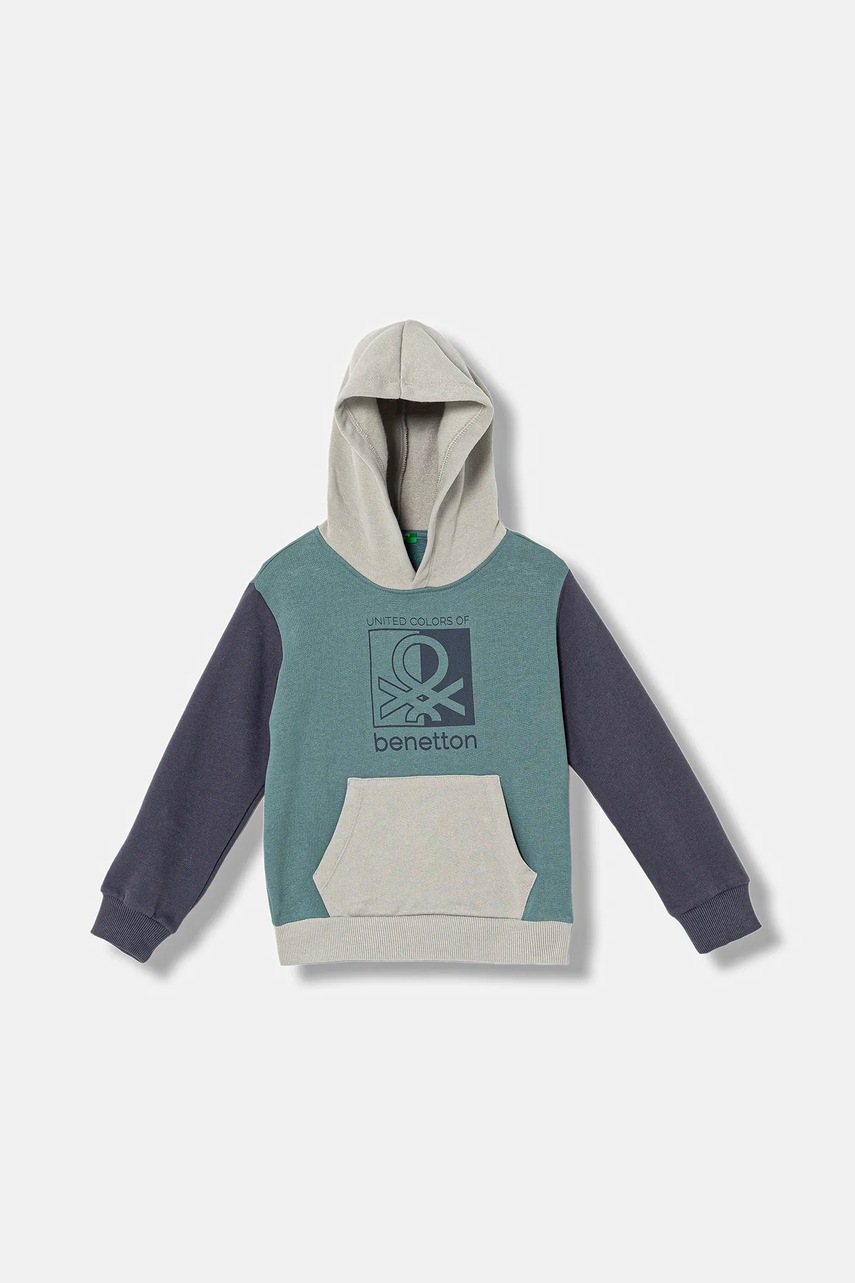 United Colors of Benetton bluză copii cu glugă, cu imprimeu, 3EB5C205B