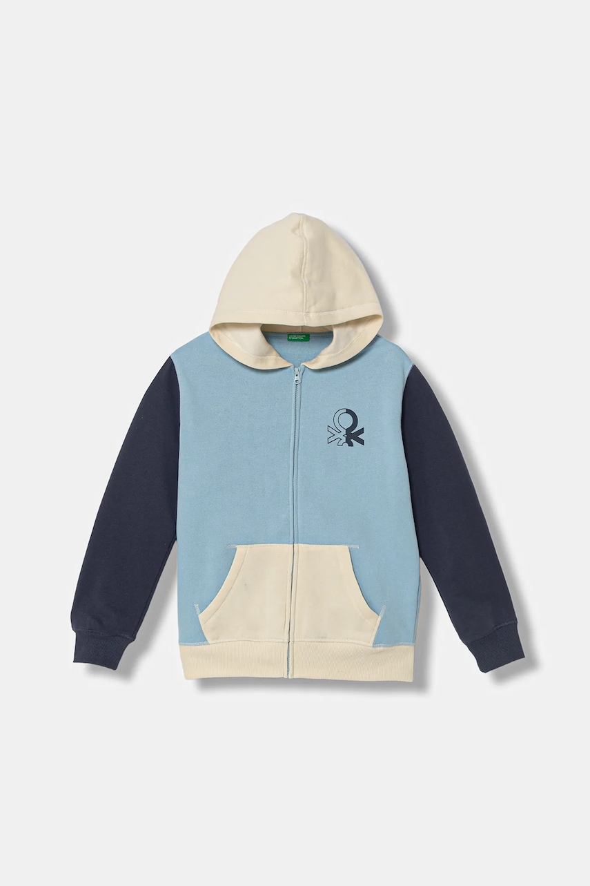 United Colors of Benetton bluză copii cu glugă, cu imprimeu, 3EB5C505L