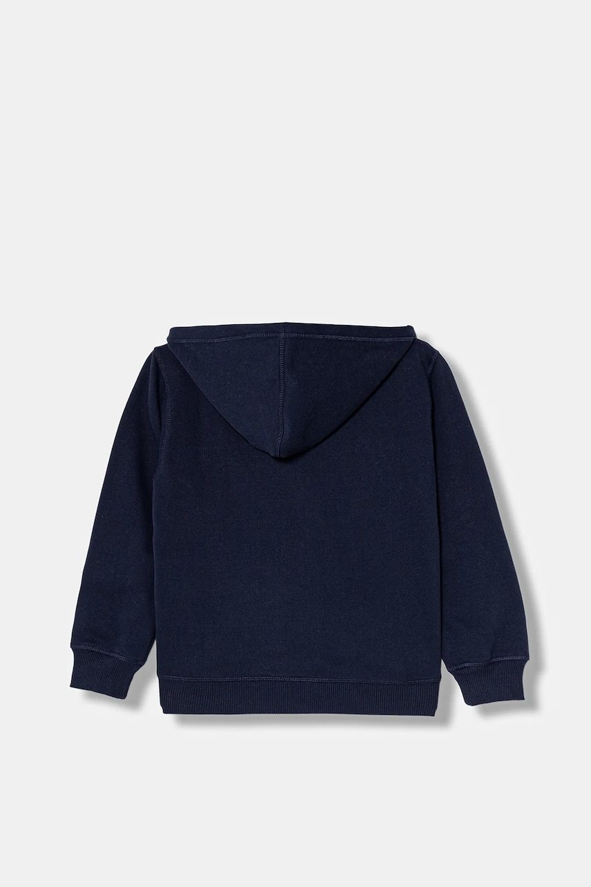 Детская кофта United Colors of Benetton цвет синий с капюшоном с принтом 3EB5C505L Детская кофта United Colors of Benetton цвет синий с капюшоном с принтом 3EB5C505L