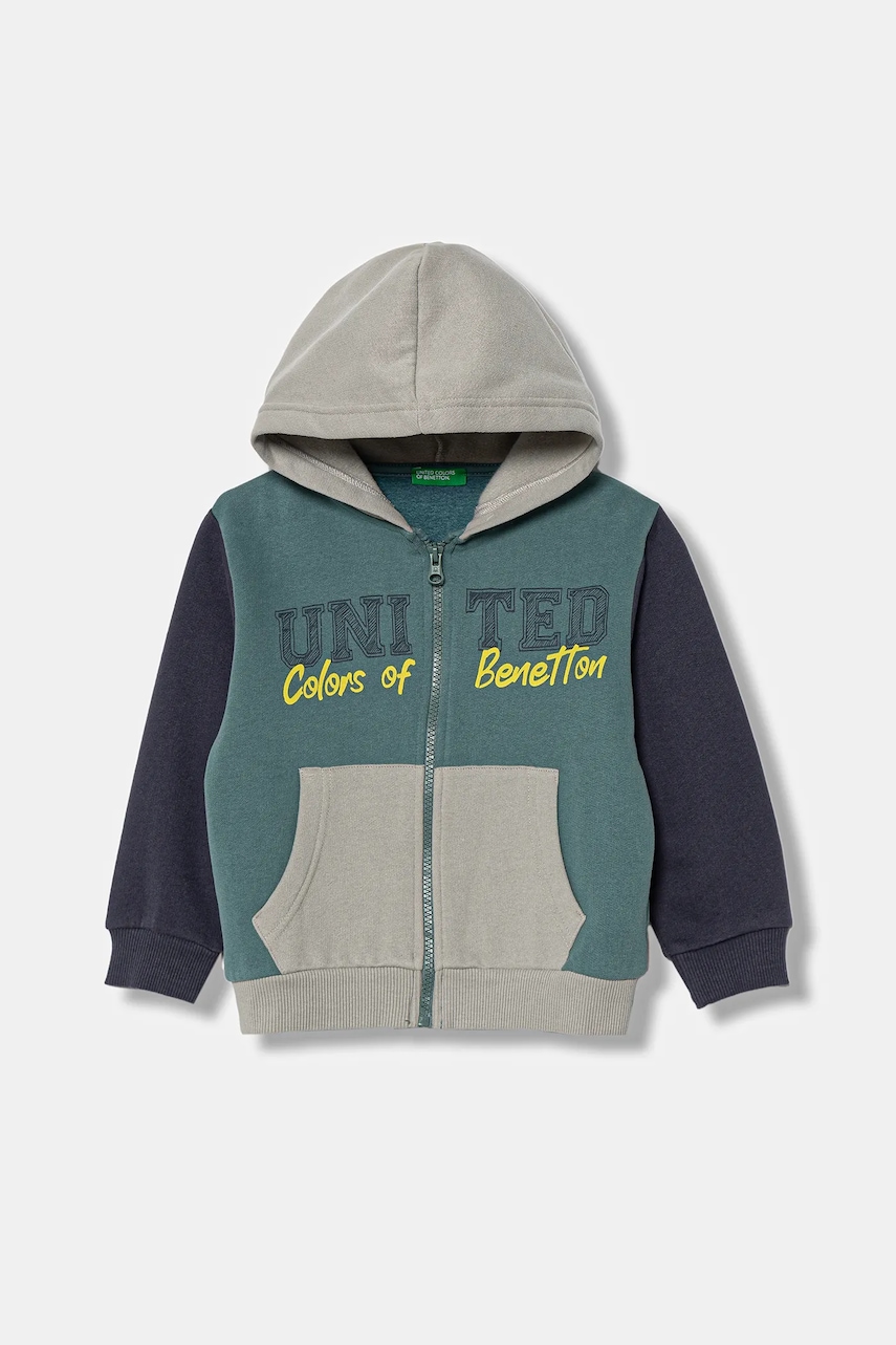 United Colors of Benetton bluză copii cu glugă, cu imprimeu, 3EB5G5043