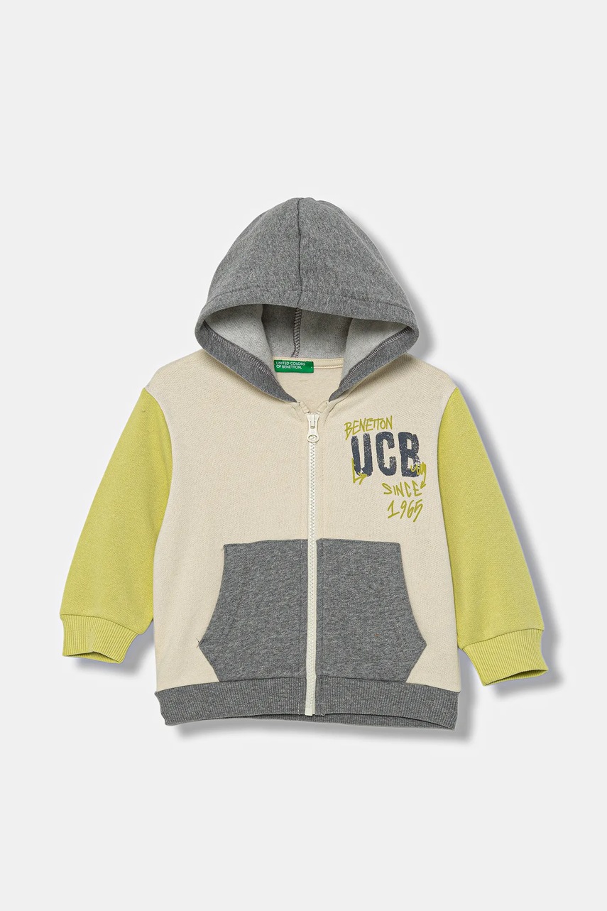 United Colors of Benetton bluză copii cu glugă, cu imprimeu, 3EB5G5043