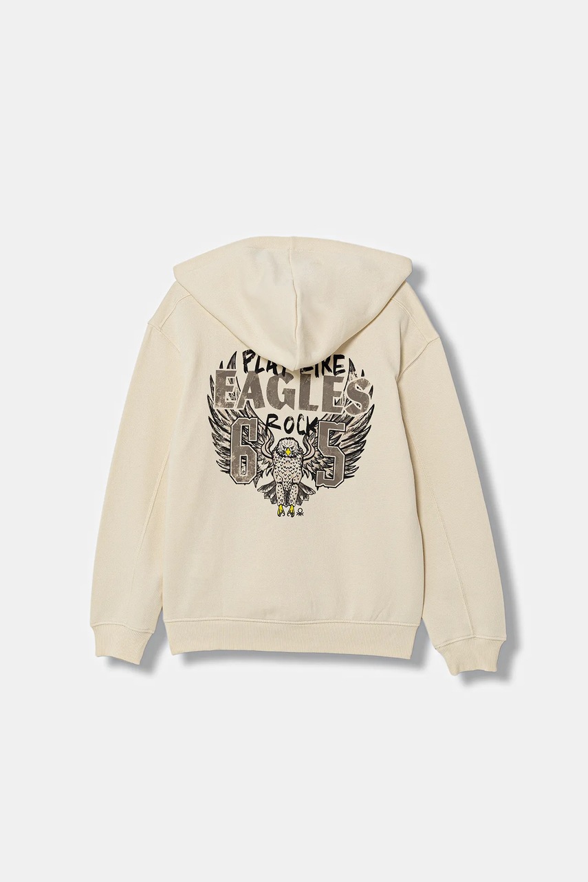 Детская кофта United Colors of Benetton цвет бежевый с капюшоном однотонная 3J73C505N