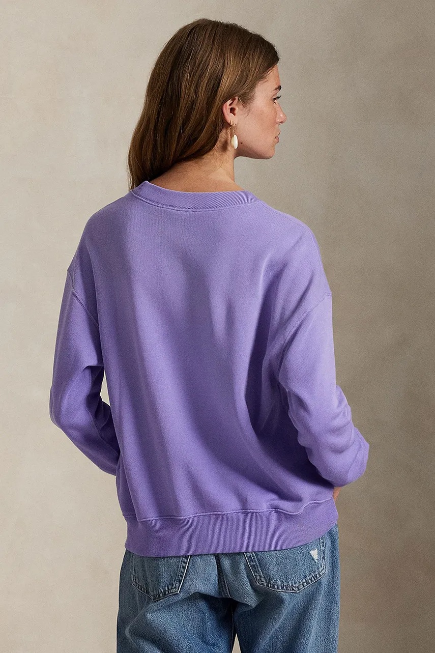 Хлопковая кофта Polo Ralph Lauren цвет фиолетовый однотонная 211971690