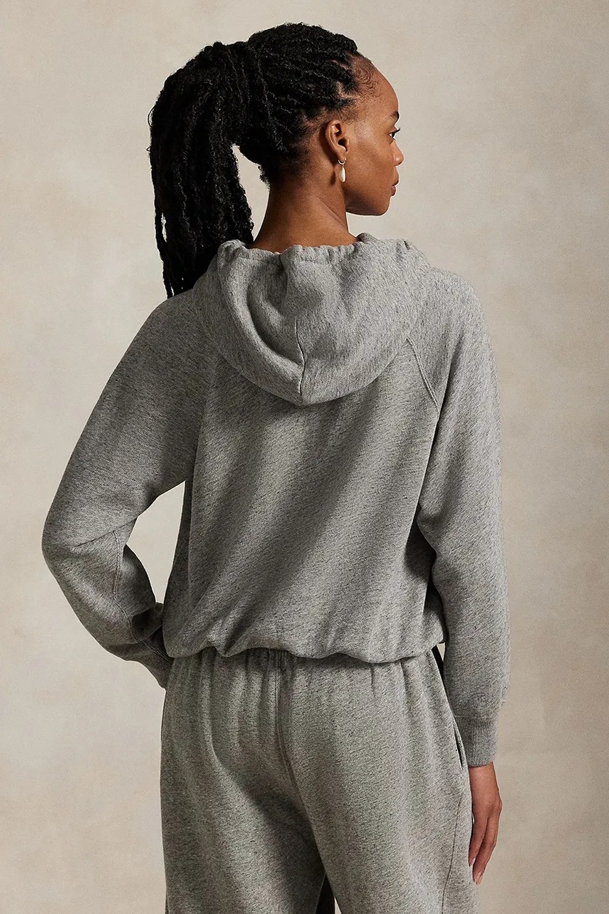 Кофта Polo Ralph Lauren цвет серый с капюшоном однотонная 211971691 Кофта Polo Ralph Lauren цвет серый с капюшоном однотонная 211971691