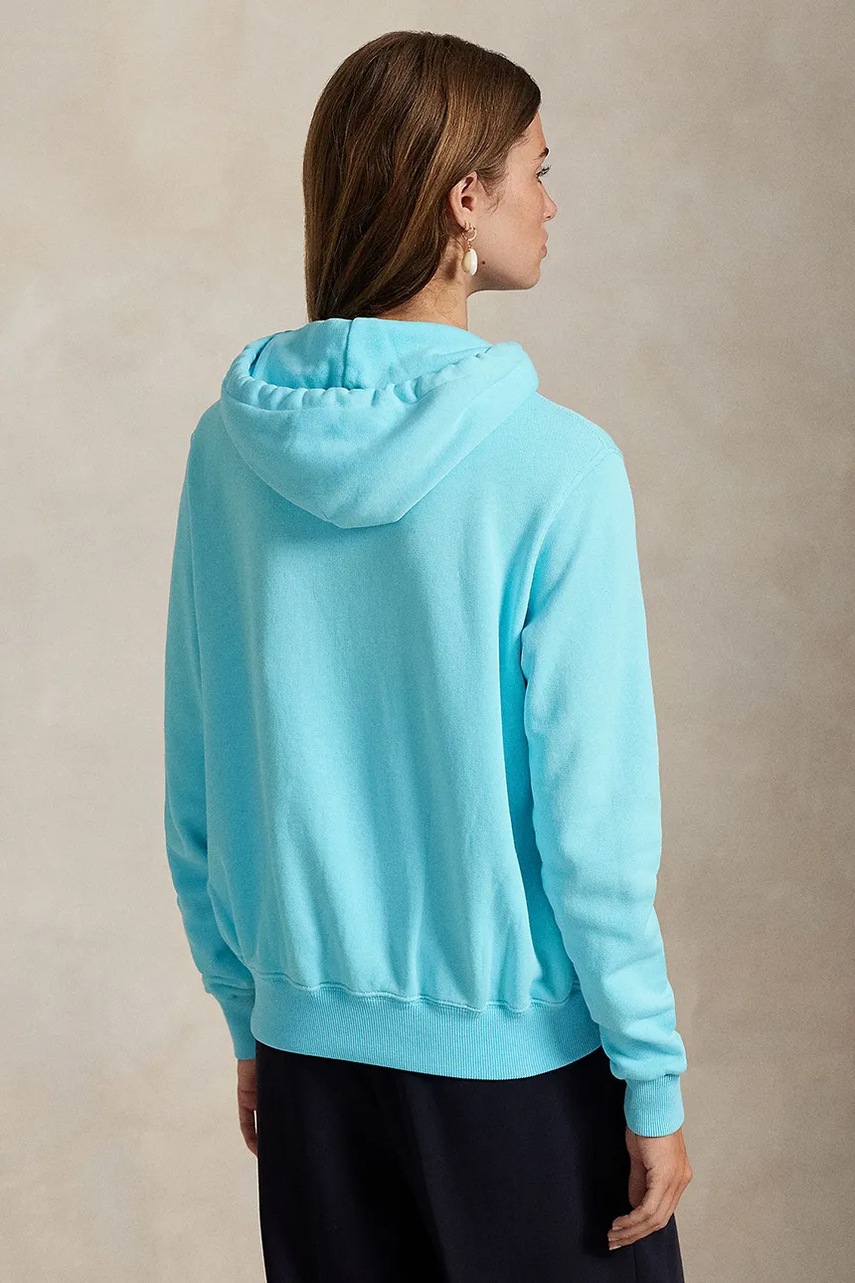 Кофта Polo Ralph Lauren цвет бирюзовый с капюшоном однотонная 211971693 Кофта Polo Ralph Lauren цвет бирюзовый с капюшоном однотонная 211971693