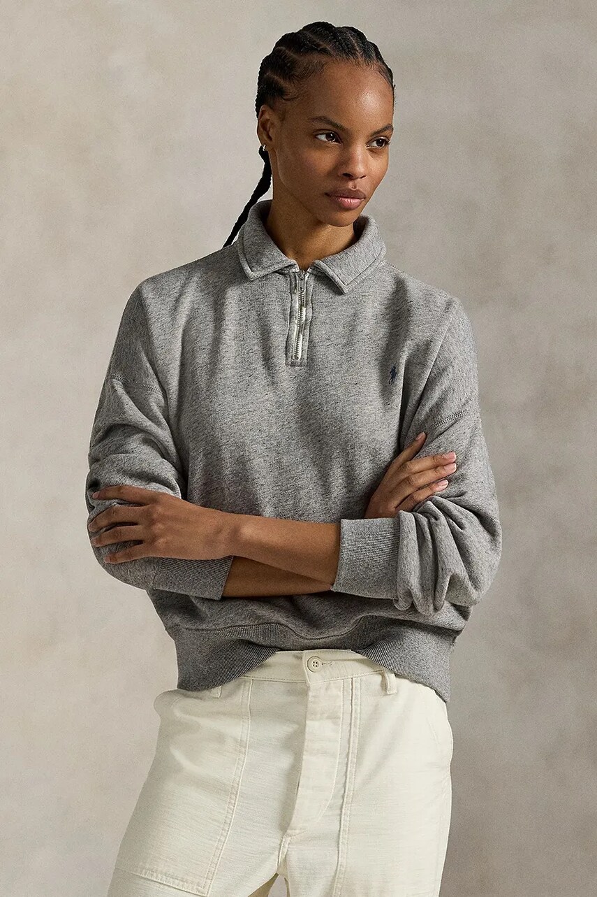 Levně Mikina Polo Ralph Lauren dámská, šedá barva, 211971696