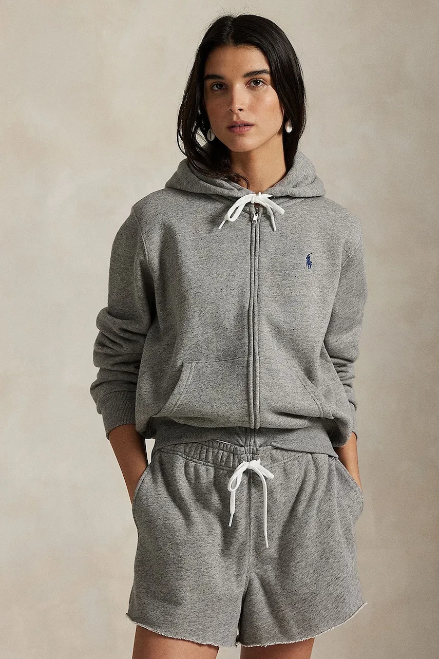 Levně Mikina Polo Ralph Lauren dámská, červená barva, s kapucí, hladká, 211971699