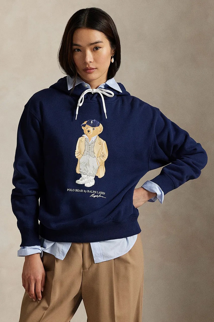 Levně Mikina Polo Ralph Lauren dámská, tmavomodrá barva, hladká, 211971757