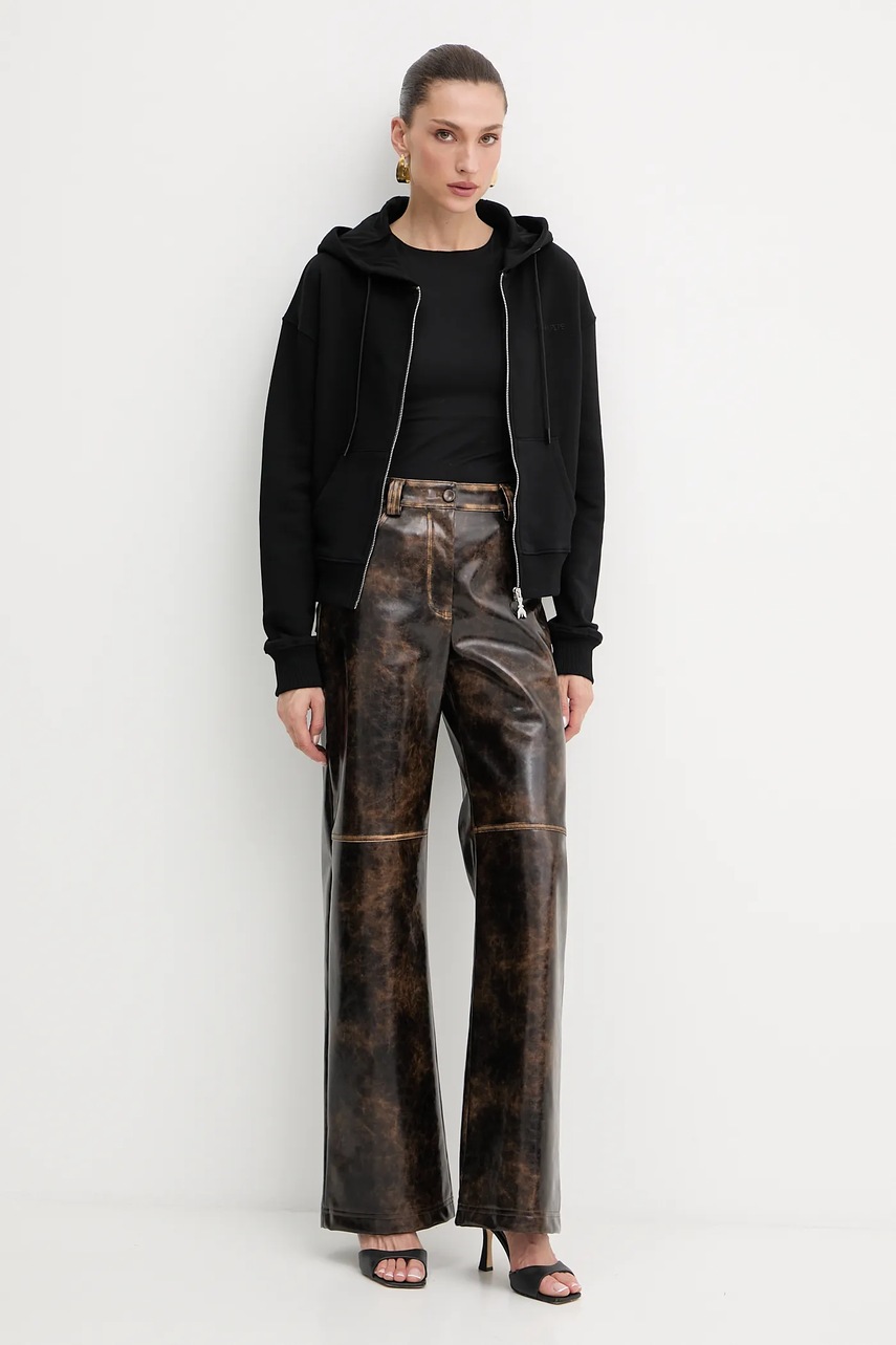 Хлопковая кофта Patrizia Pepe цвет чёрный с капюшоном однотонная 8M1747 J079