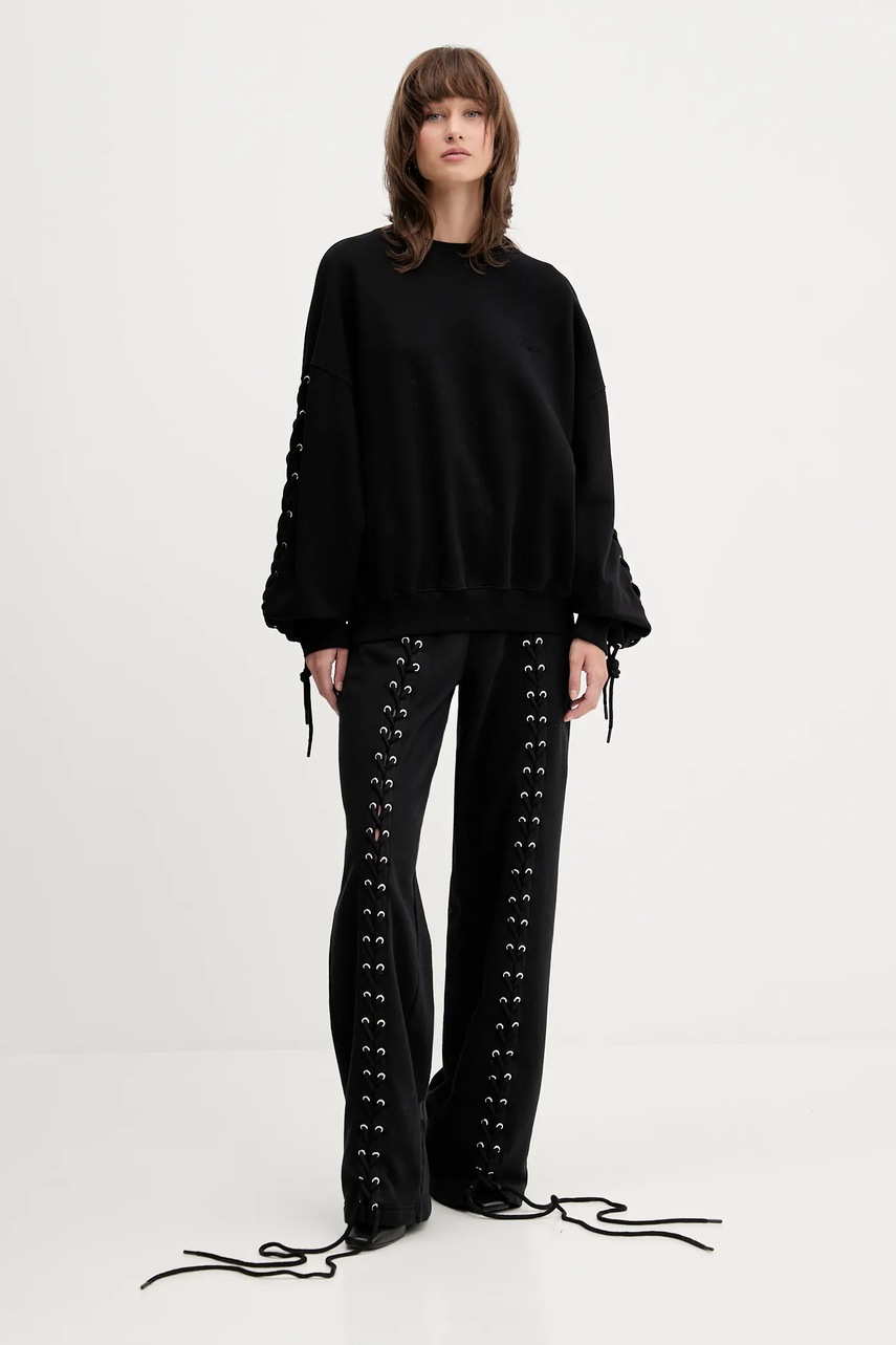 Хлопковая кофта Rotate цвет чёрный однотонная 114390100