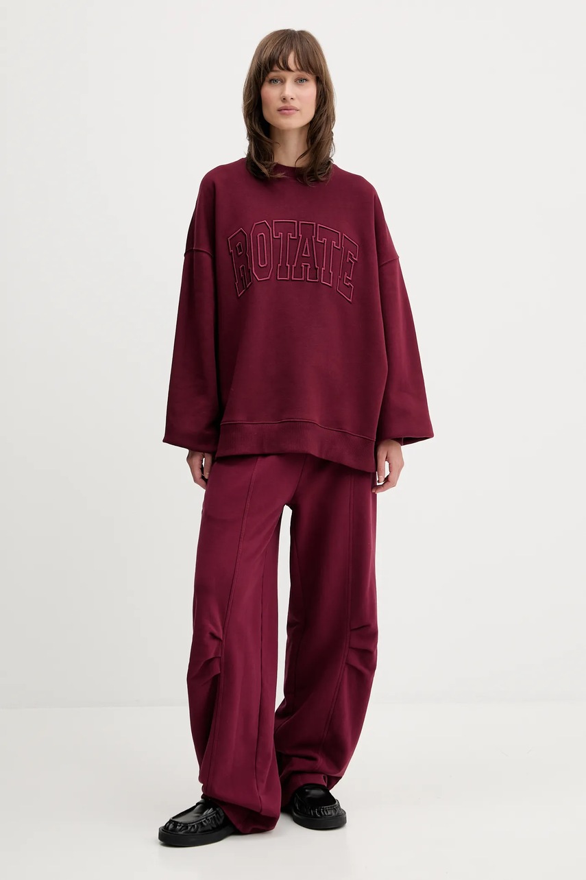 Хлопковая кофта Rotate цвет бордовый с аппликацией 1143762734