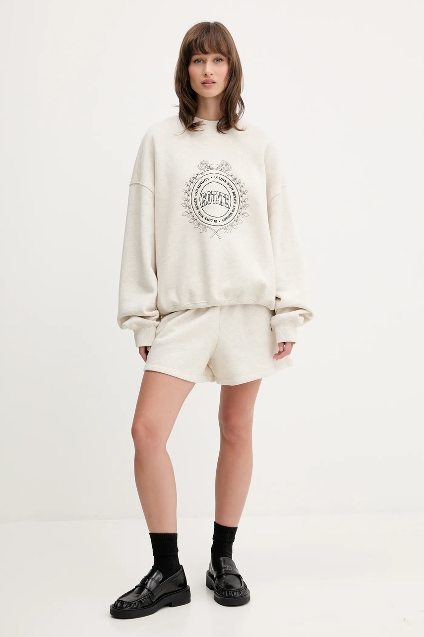 Хлопковая кофта Rotate цвет бежевый меланж 1143813070