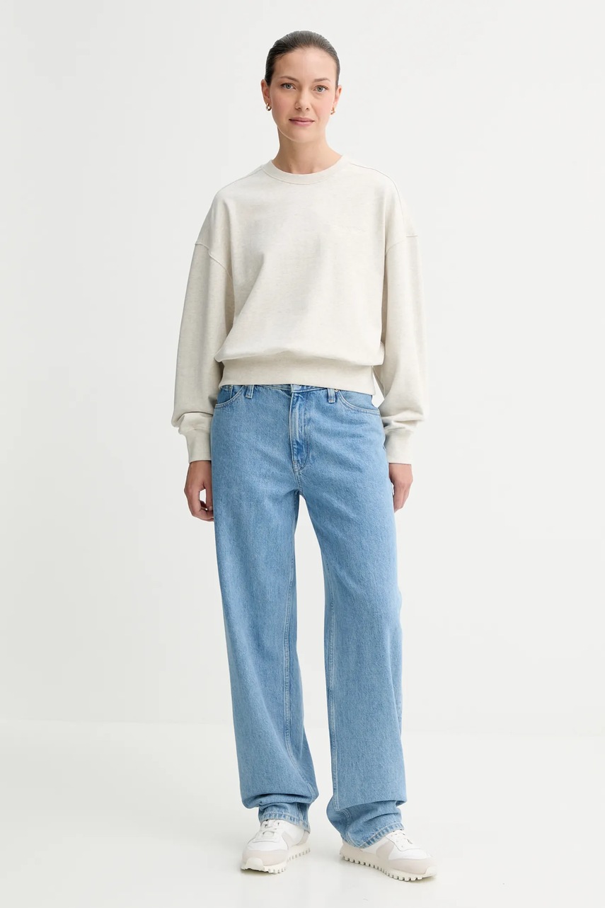 Хлопковая кофта Calvin Klein цвет бежевый с аппликацией LV044C209G