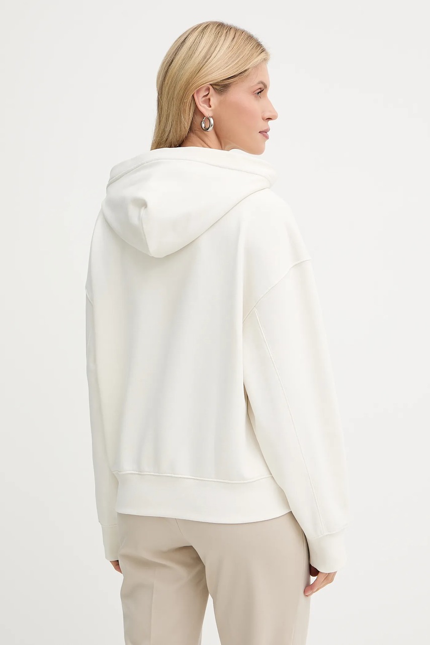 Calvin Klein pamut melegítőfelső bézs, sima, kapucnis, LV044C211G termék 2. képe