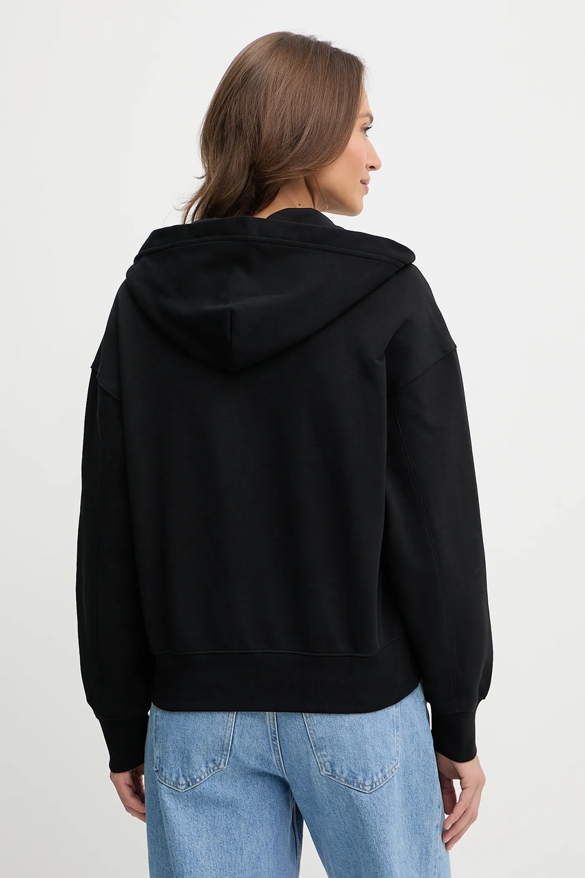 Хлопковая кофта Calvin Klein цвет чёрный с капюшоном однотонная LV044C211G