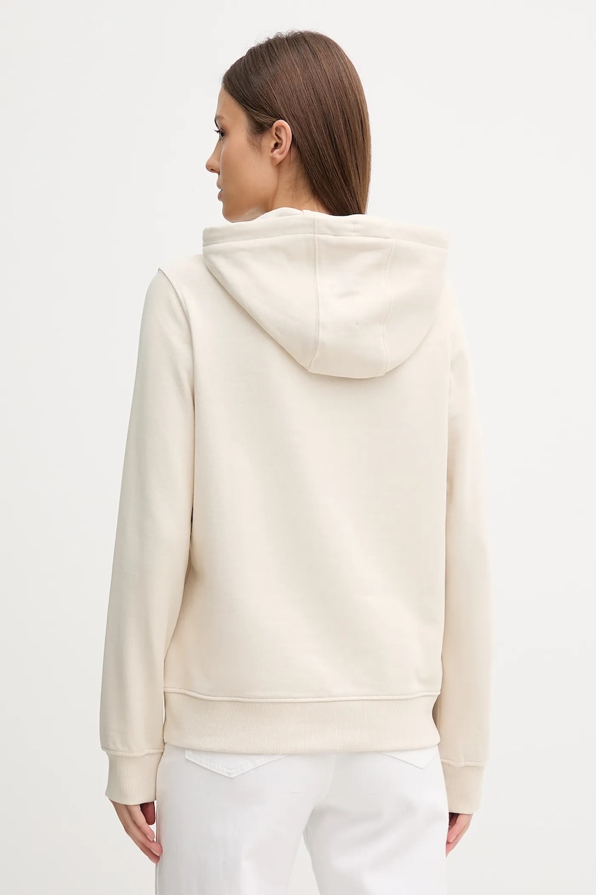 Хлопковая кофта Tommy Jeans цвет бежевый с капюшоном с принтом DW0DW20943 Хлопковая кофта Tommy Jeans цвет бежевый с капюшоном с принтом DW0DW20943