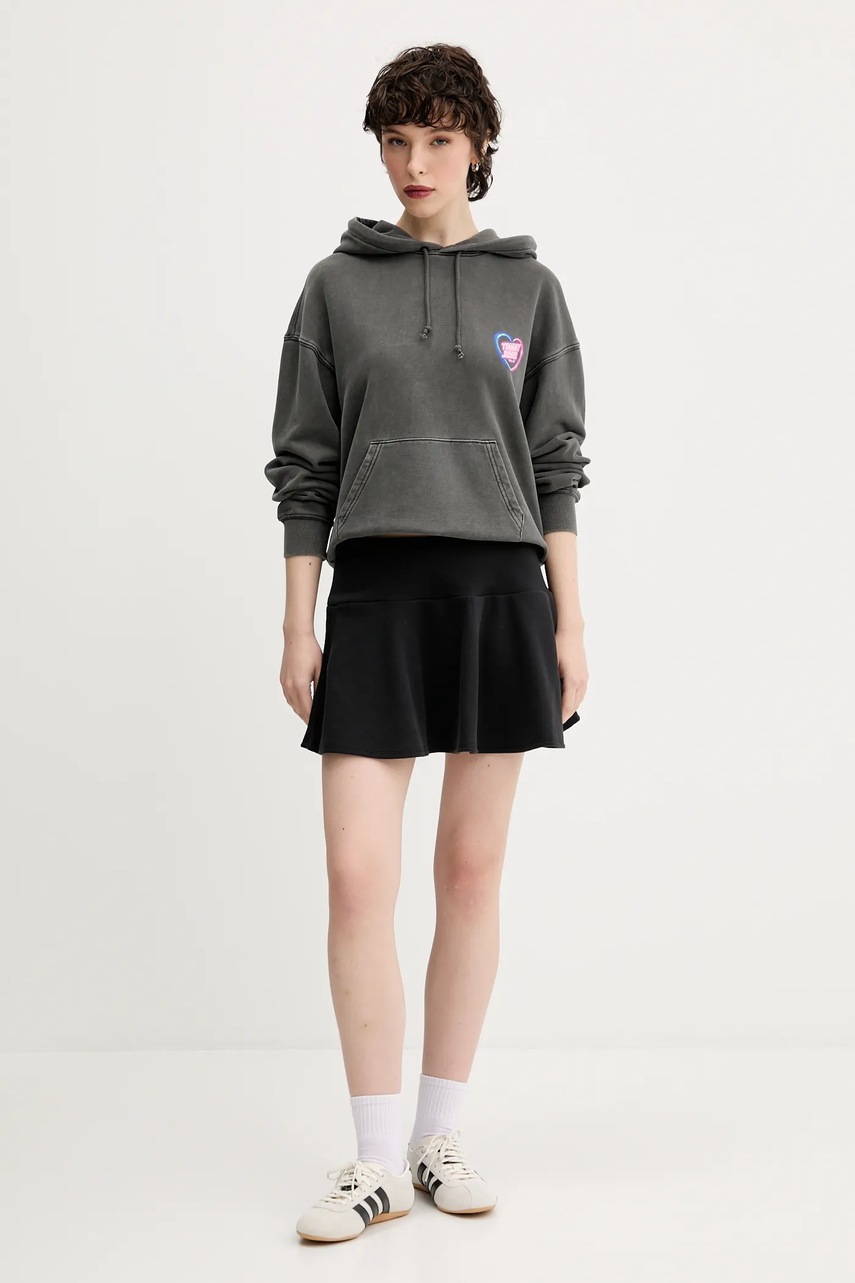 Хлопковая кофта Tommy Jeans цвет серый с капюшоном узор DW0DW20945 Хлопковая кофта Tommy Jeans цвет серый с капюшоном узор DW0DW20945