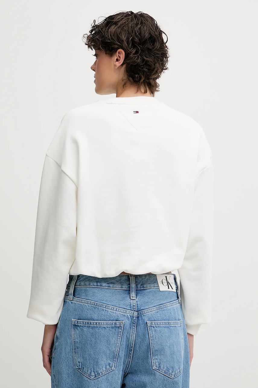 Хлопковая кофта Tommy Jeans цвет белый с принтом DW0DW20947 Хлопковая кофта Tommy Jeans цвет белый с принтом DW0DW20947
