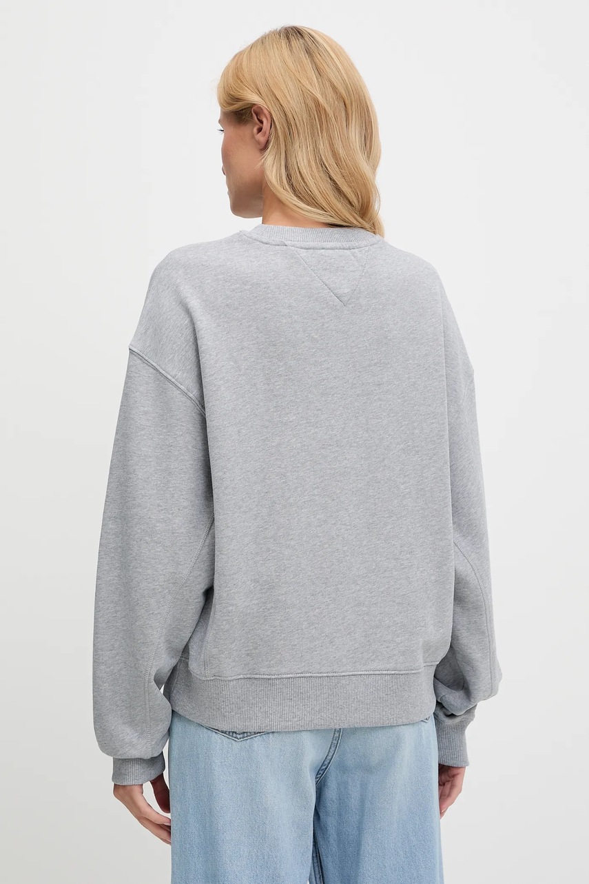 Хлопковая кофта Tommy Jeans цвет серый с принтом DW0DW21202 Хлопковая кофта Tommy Jeans цвет серый с принтом DW0DW21202