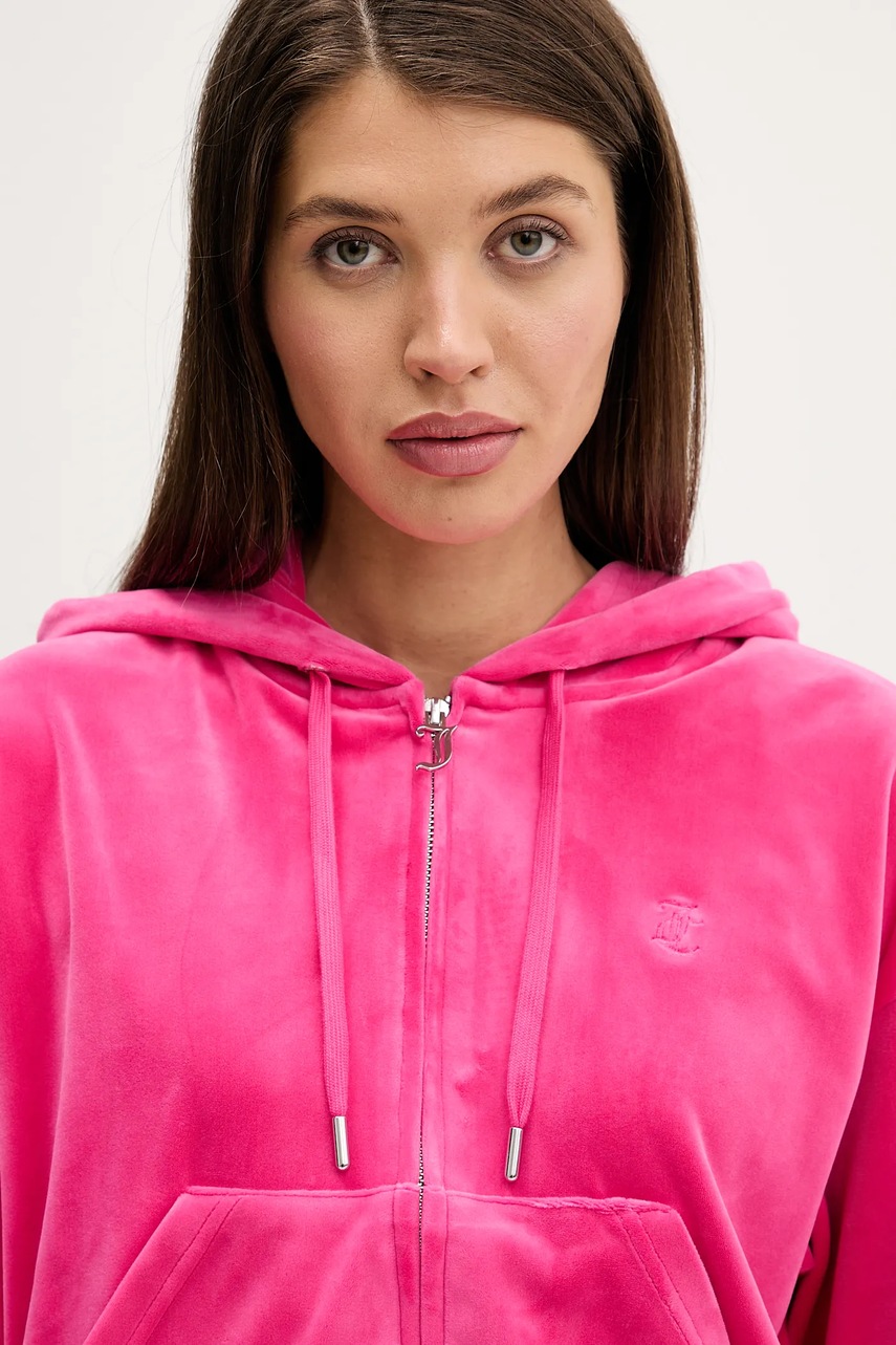 Velurová mikina Juicy Couture BRENDAL CROP OVERSIZED HOODIE (obrázek 4)