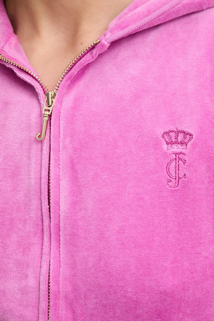 Μπλούζα Juicy Couture HERITAGE ROBYN HOODIE χρώμα: ροζ, με κουκούλα, JCSEBJ007G φωτογραφία